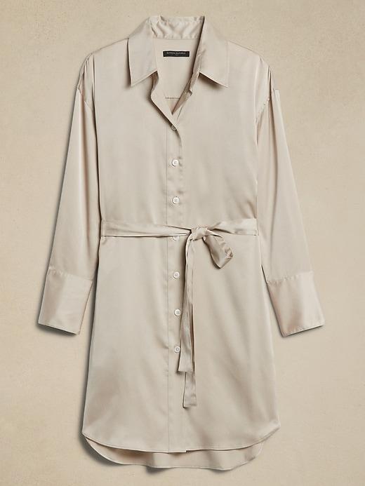 Satin Mini Shirtdress Product Image