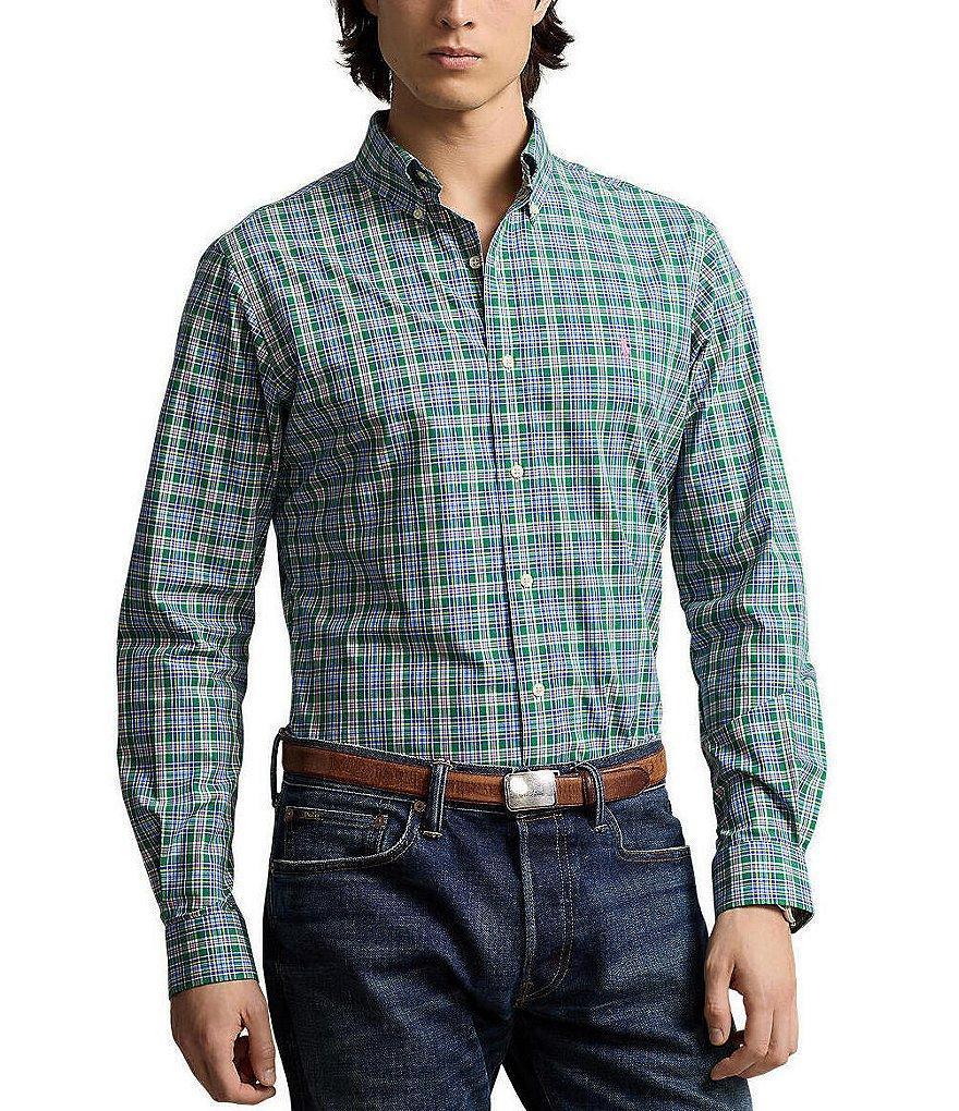 Polo Ralph Lauren Classic-Fit Stretch Poplin Plaid Long Sleeve Woven Shirt Product Image