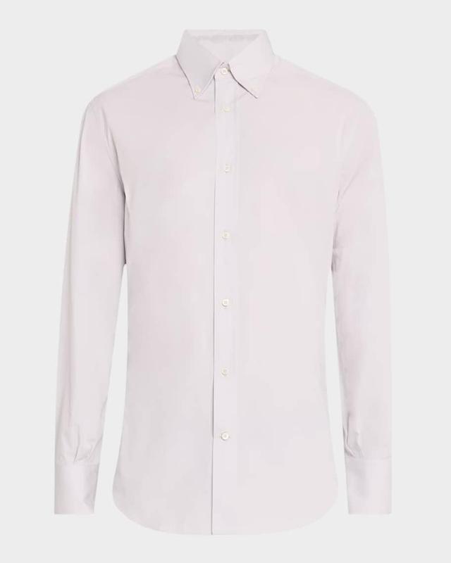 Men's Cotton Canvas Button-Collar Dress Shirt Product Image