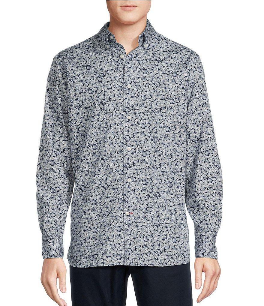 Cremieux Blue Label Leaf Print Poplin Long Sleeve Woven Shirt Product Image