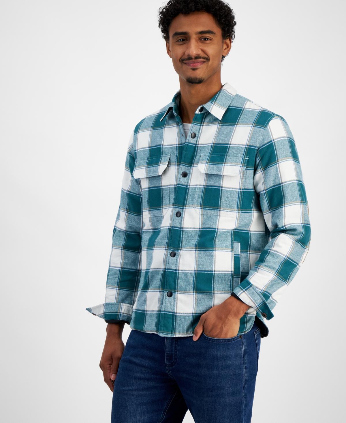 Sun + Stone Mens Aviv Long Sleeve Snap-Front Plaid Shirt Jacket, Created for Macys Product Image