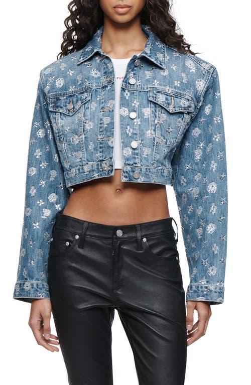 Womens Monogram Bling Cropped Denim Jacket product image