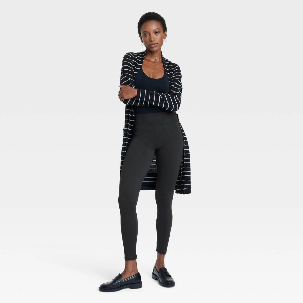 Women's Supersoft Leggings with Wide Waistband - A New Day™ Black S Product Image