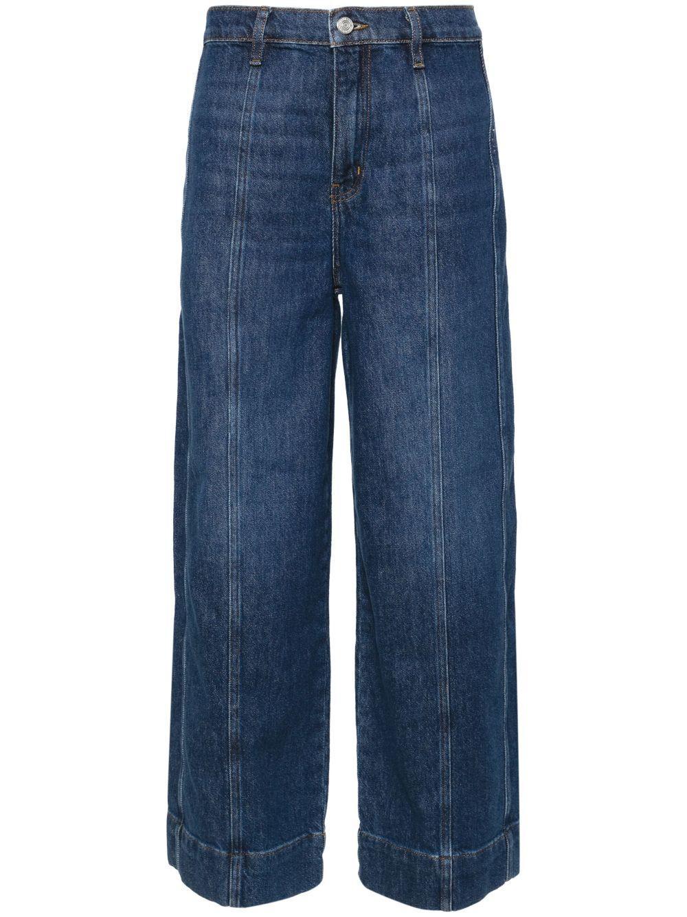 FRAME Seamed High-rise Wide-leg Jeans In Blue Product Image