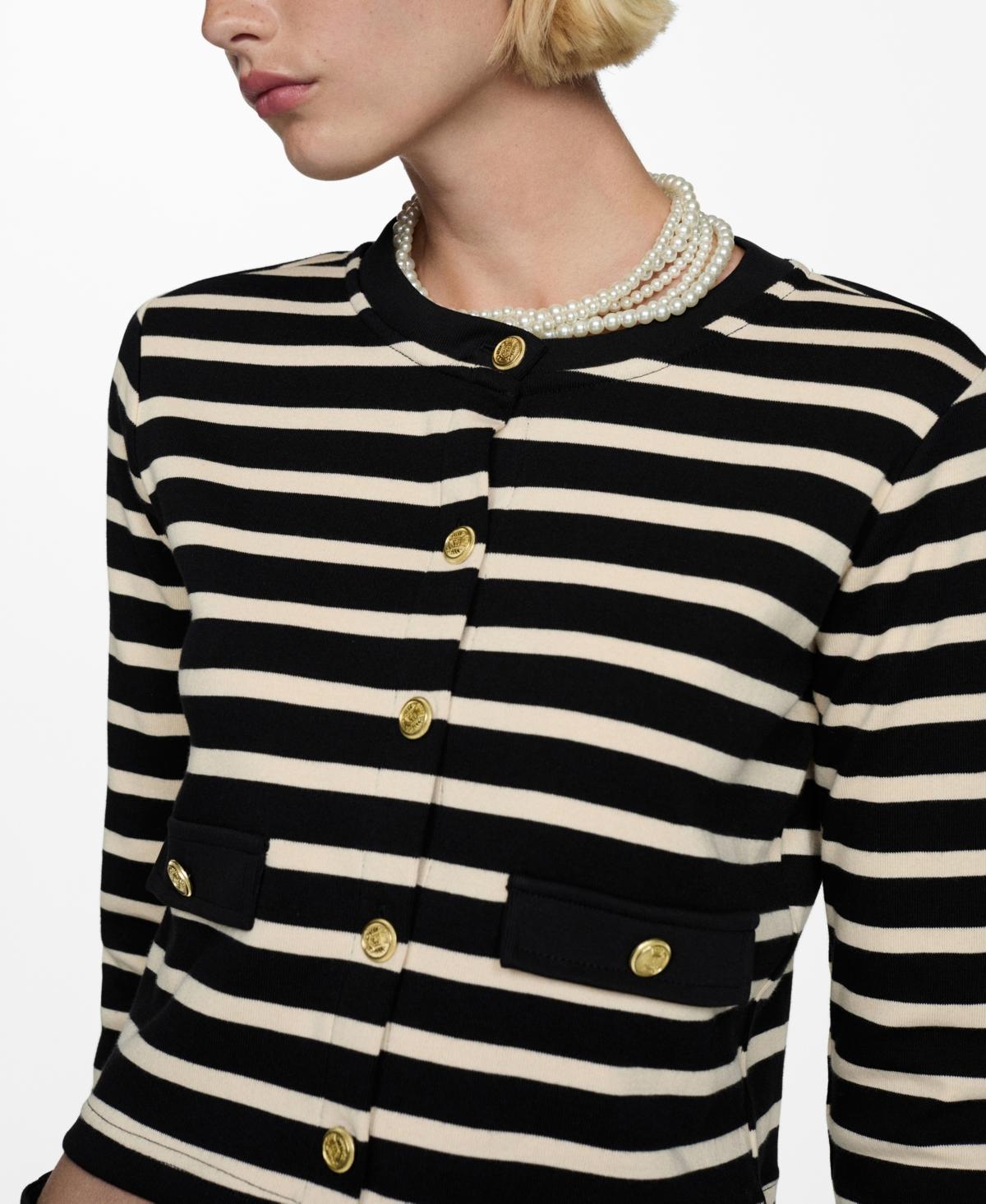 Mango Womens Buttons Detail Striped Cardigan Product Image