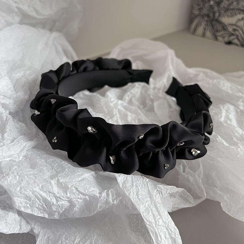 Rhinestone / Faux Pearl  Ruffle Fabric Headband Product Image