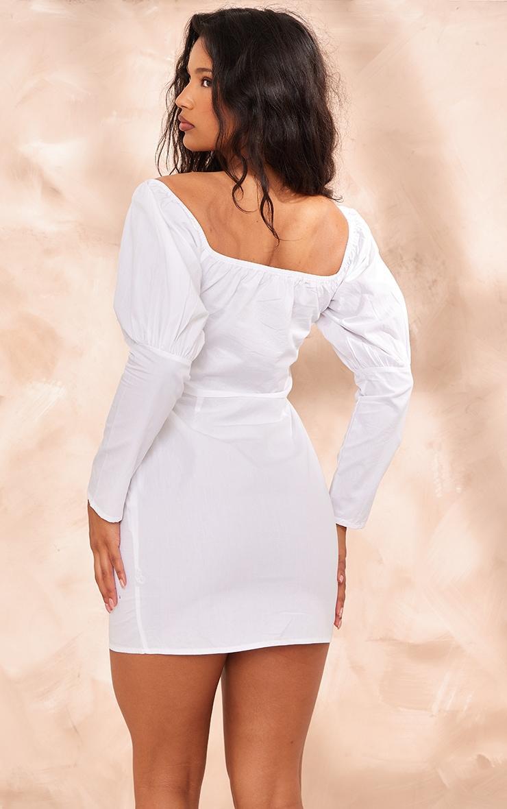 White Bardot Corset Button Detail Bodycon Dress Product Image