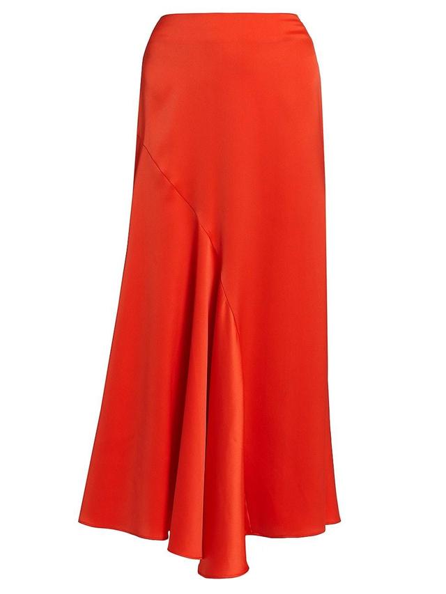 Womens Paulette Pleated Satin Midi-Skirt Product Image