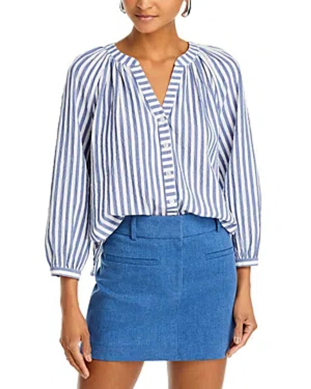 VERONICA BEARD Judith Top In Blue White Product Image