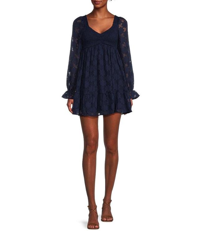 Allison & Kelly Long Sleeve Jacquard Smock Dress Product Image