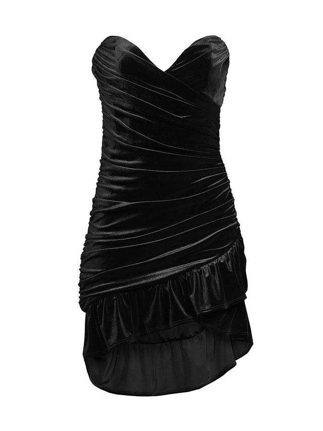 Womens Velvet Strapless Ruched Minidress Product Image