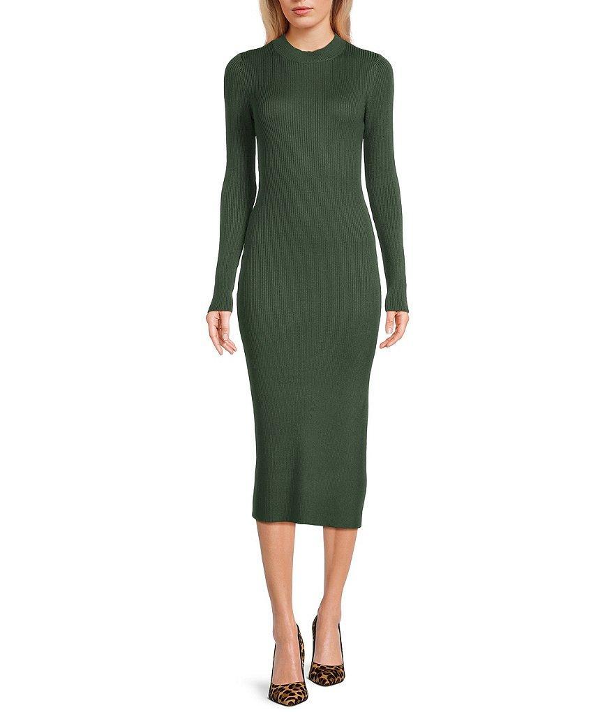 GB Long Sleeve Ribbed Midi Sweater Dress Product Image