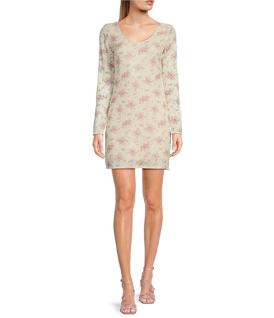 GB Floral Sequin Long Sleeve Mini Dress Product Image