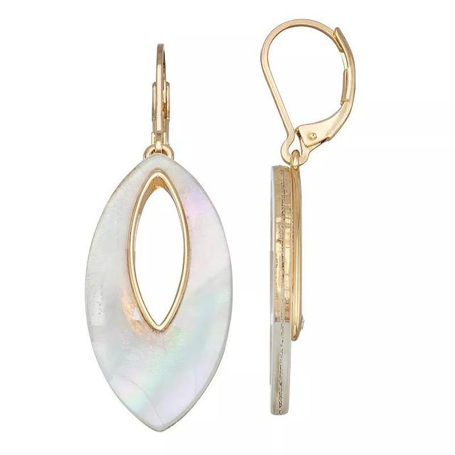 Napier Open Pointed Oval Embellished Drop Earrings, Womens, White Product Image