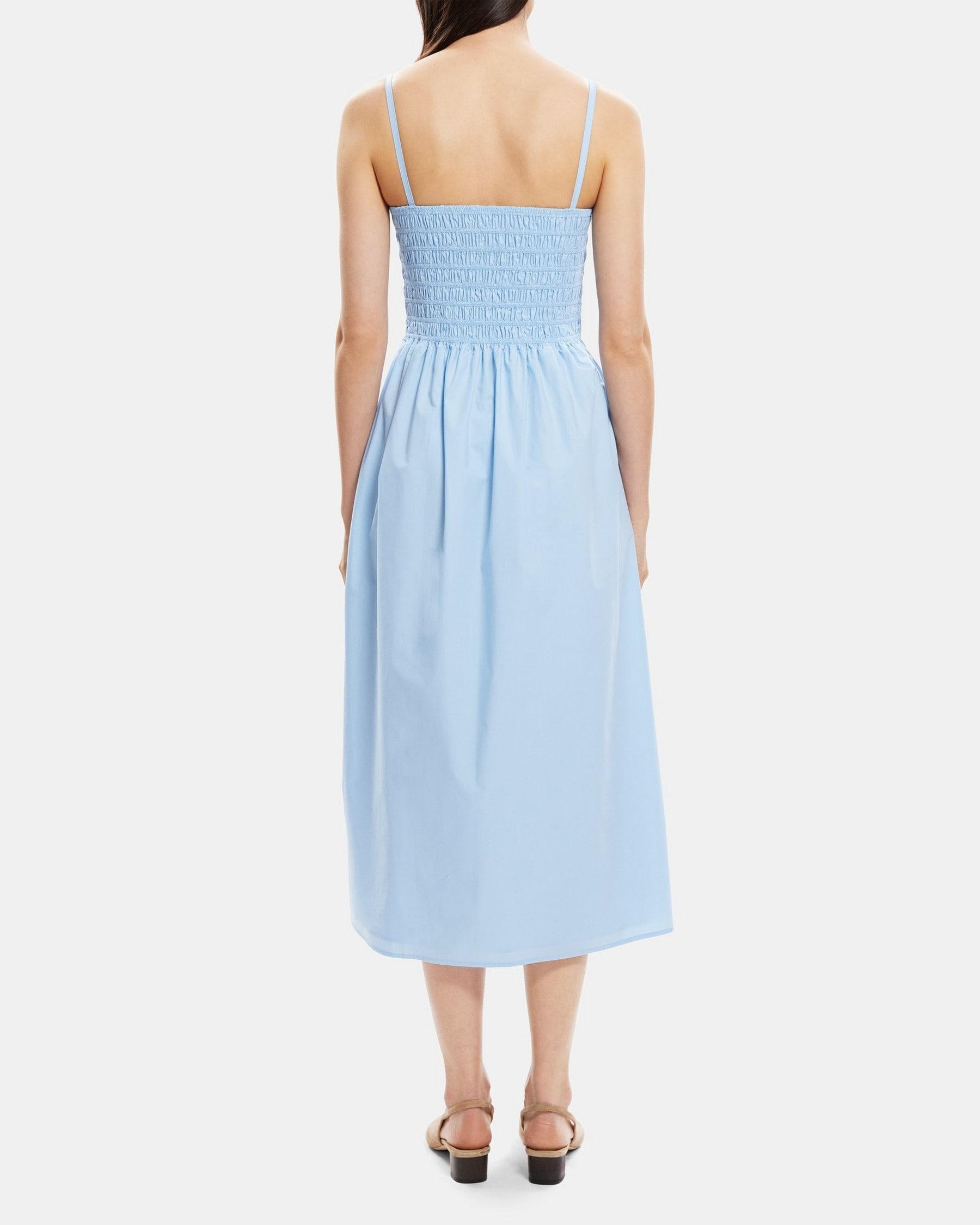 Smocked Midi Dress in Cotton Poplin Product Image