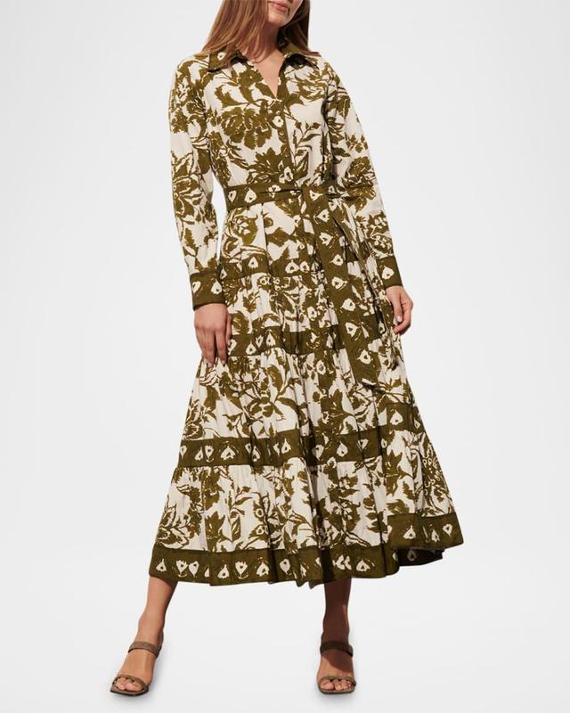 Shelby Long-Sleeve Belted Maxi Shirtdress Product Image