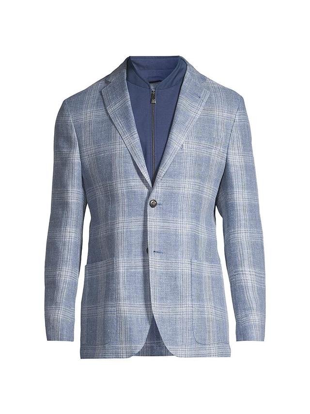 Mens ID Plaid Linen & Wool-Blend Two-Button Suit Jacket Product Image