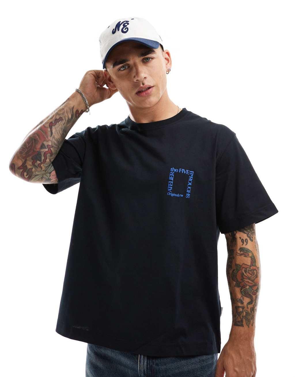 Jack & Jones oversized t-shirt with arty back print in black Product Image