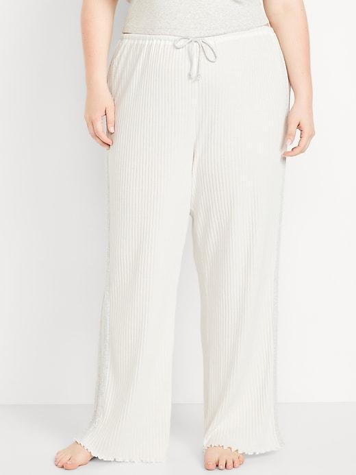 High-Waisted Ribbed Pajama Pants Product Image