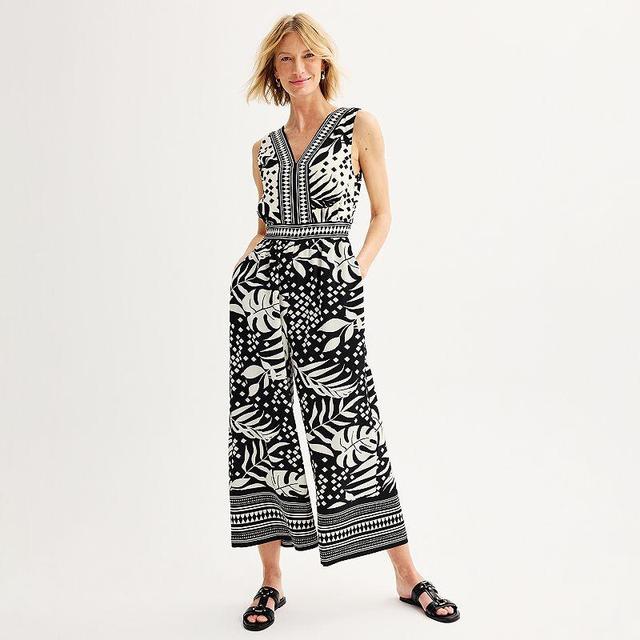 Womens Nine West V-Neck Border Print Jumpsuit Product Image