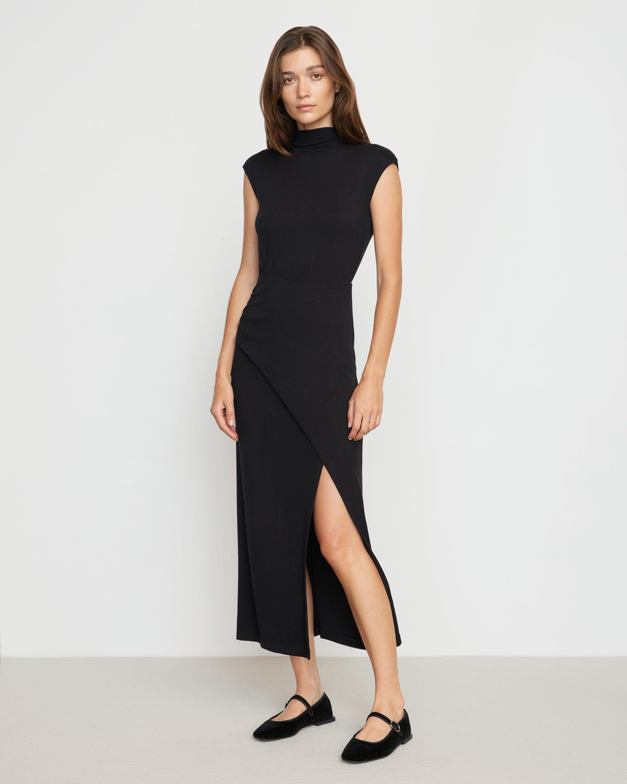 Yimei Mock-Neck Side-Slit Dress Product Image