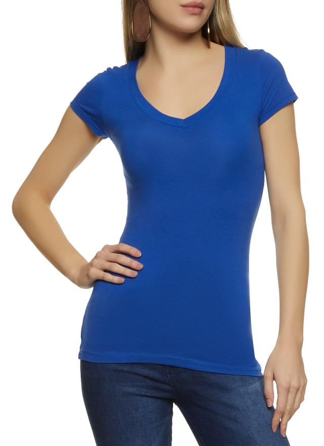 Womens V Neck Short Sleeve T Shirt Product Image