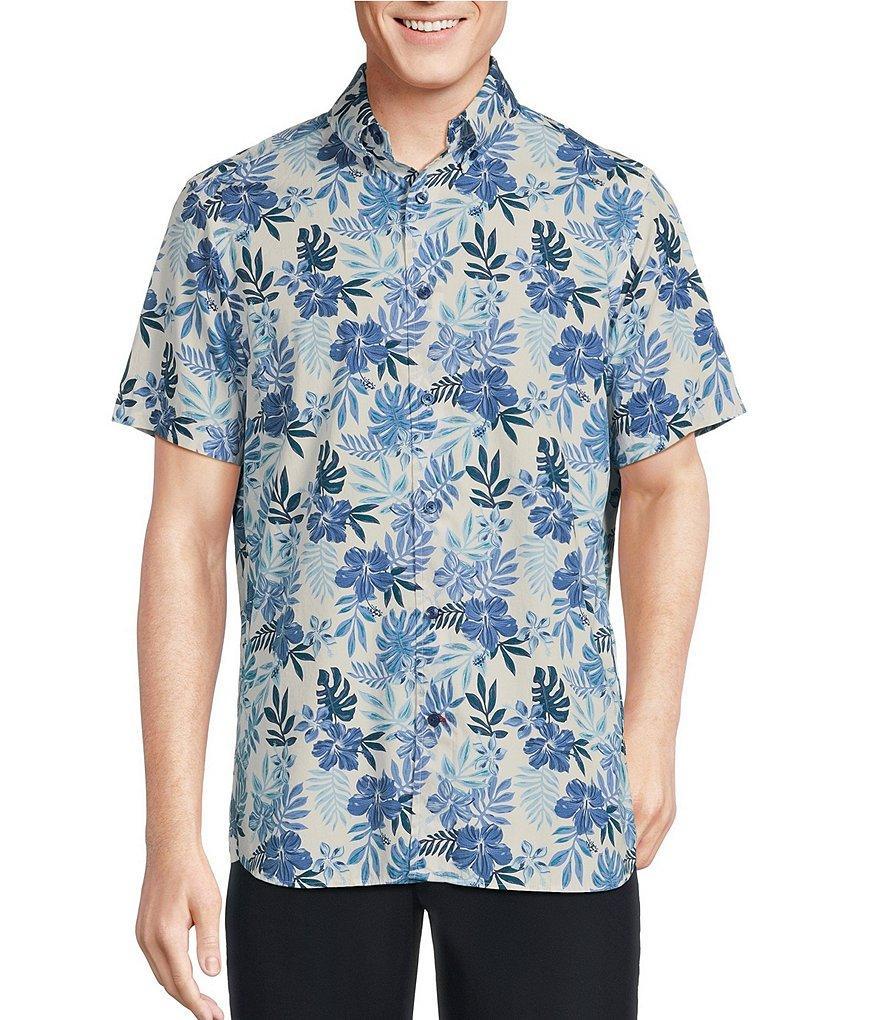 Cremieux Blue Label Palm Leaf Poplin Print Short Sleeve Woven Shirt Product Image