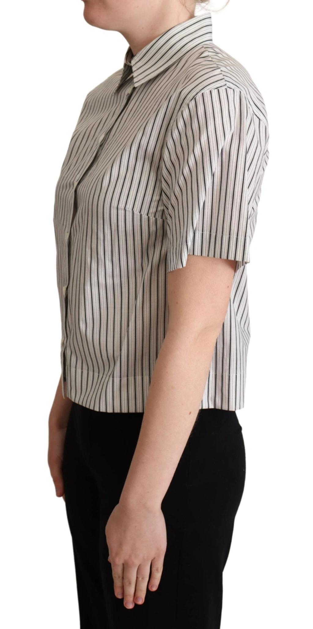 DOLCE & GABBANA White Black Striped Collared Shirt In Black/white Product Image