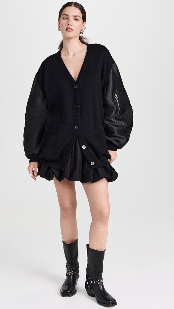 Marques Almeida Merino Cardigan with Satin Bomber Style Sleeves | Shopbop Product Image