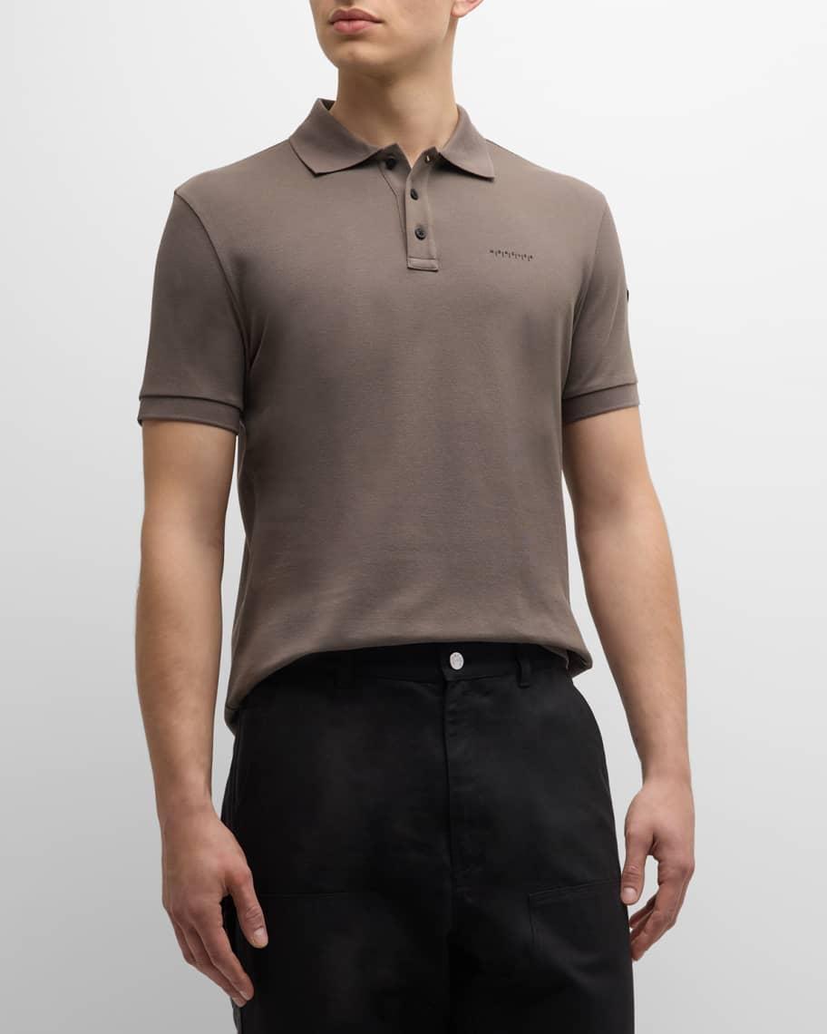 Moncler Short Sleeve Polo in Taupe Product Image