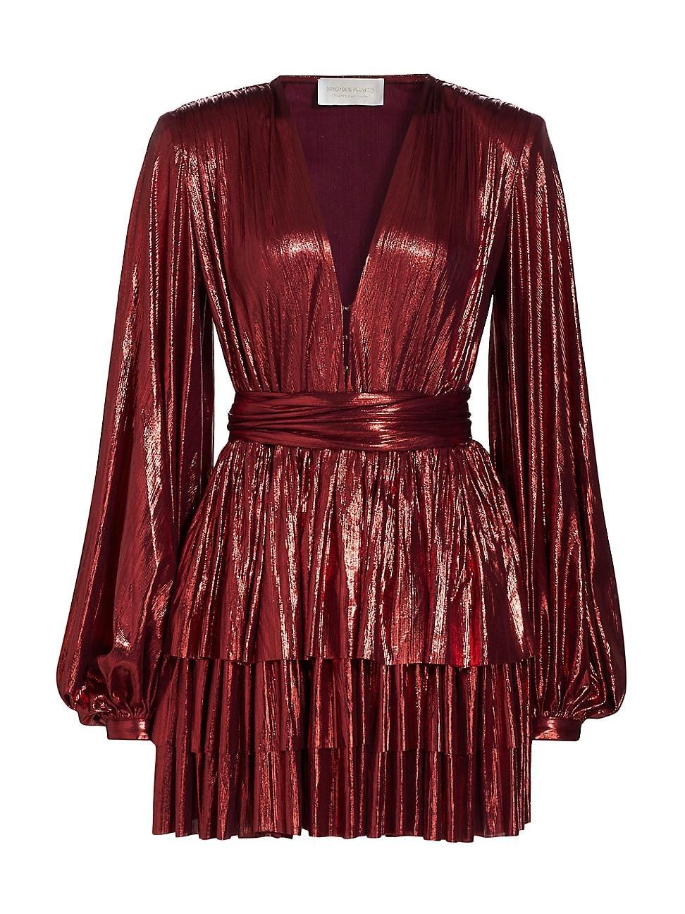 Womens Bedouin Metallic Tiered Minidress Product Image