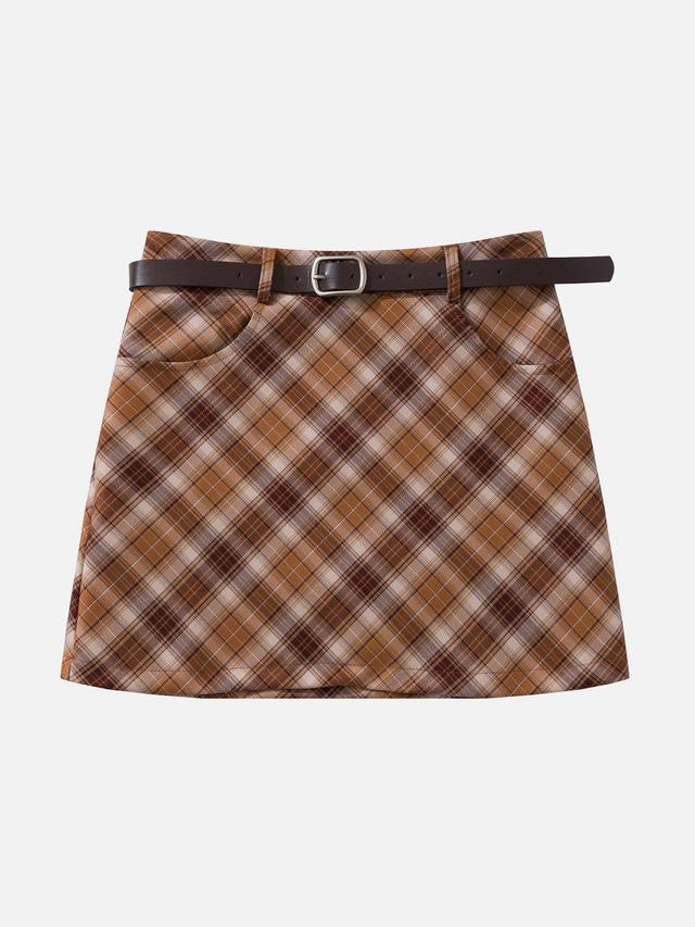 Aelfric Eden Belt Plaid Skirt Female Product Image