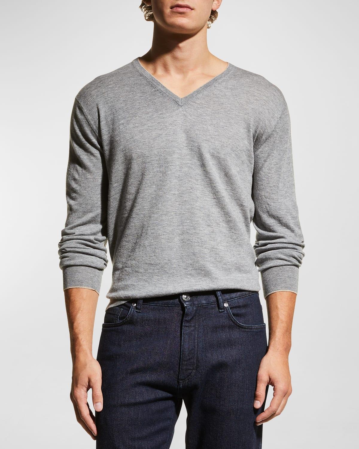 Men's Extra Lightweight Wool-Cashmere V-Neck Sweater Product Image