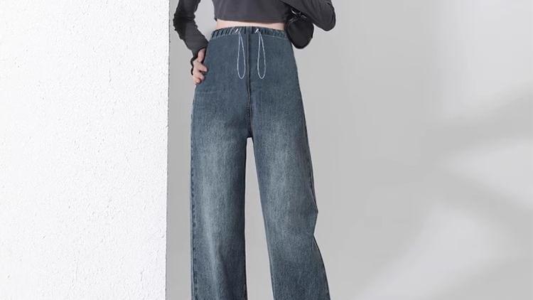 Maternity High Rise Washed Straight Leg Jeans Product Image