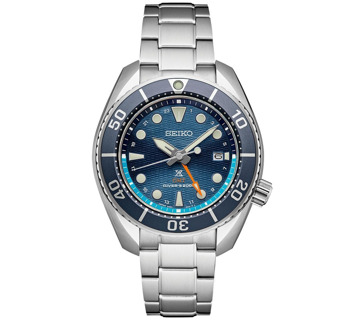 Seiko Mens Prospex Sea Sumo Solar Gmt Stainless Steel Bracelet Watch 45mm Product Image