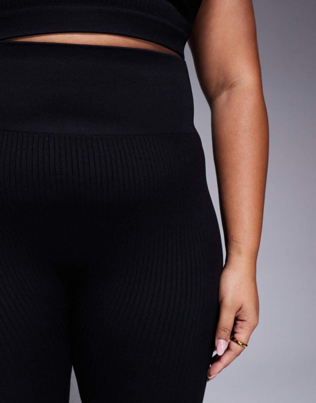 ASOS 4505 Curve Icon seamless rib gym legging in black Product Image