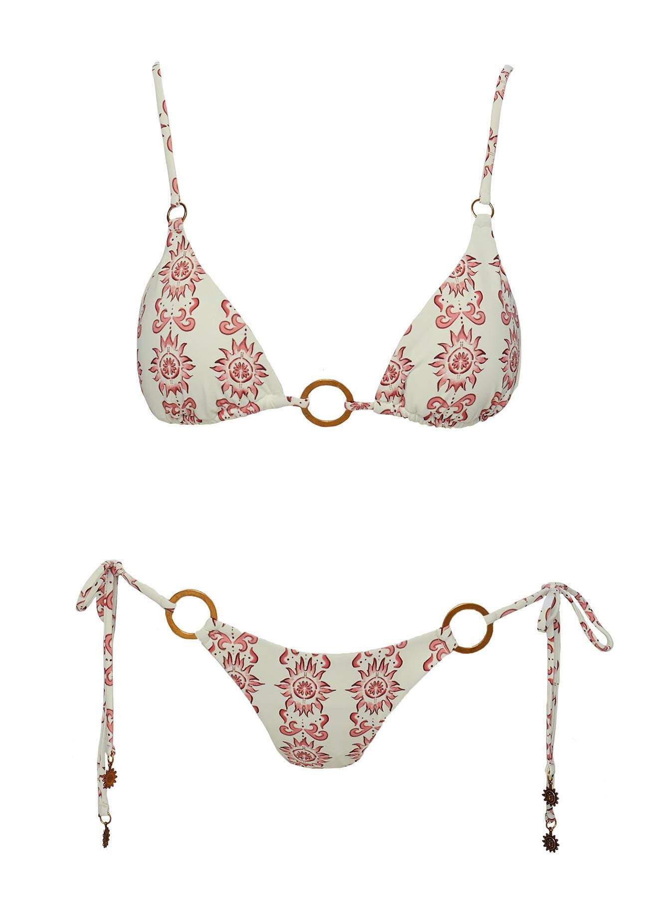 Salmar Triangle Ring Bikini Top White / Red Product Image