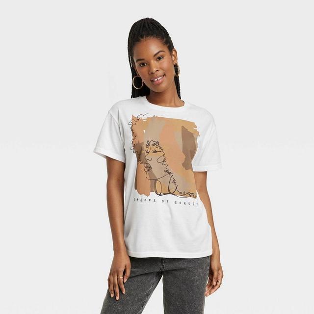 Womens Shades of Beauty Short Sleeve Graphic T-Shirt - Cream Product Image