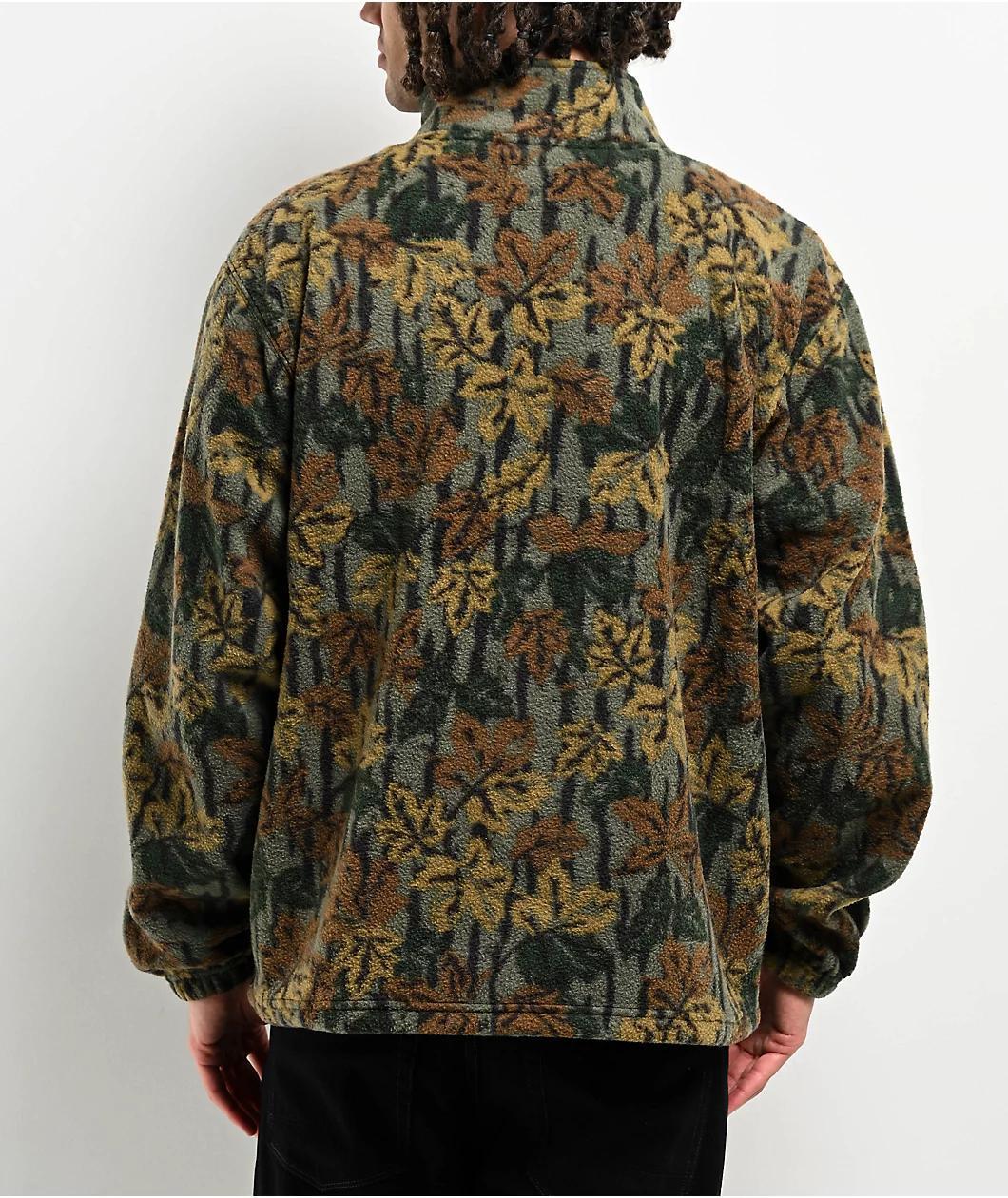 Obey Timber Green Camo Quarter Zip Sweatshirt Product Image