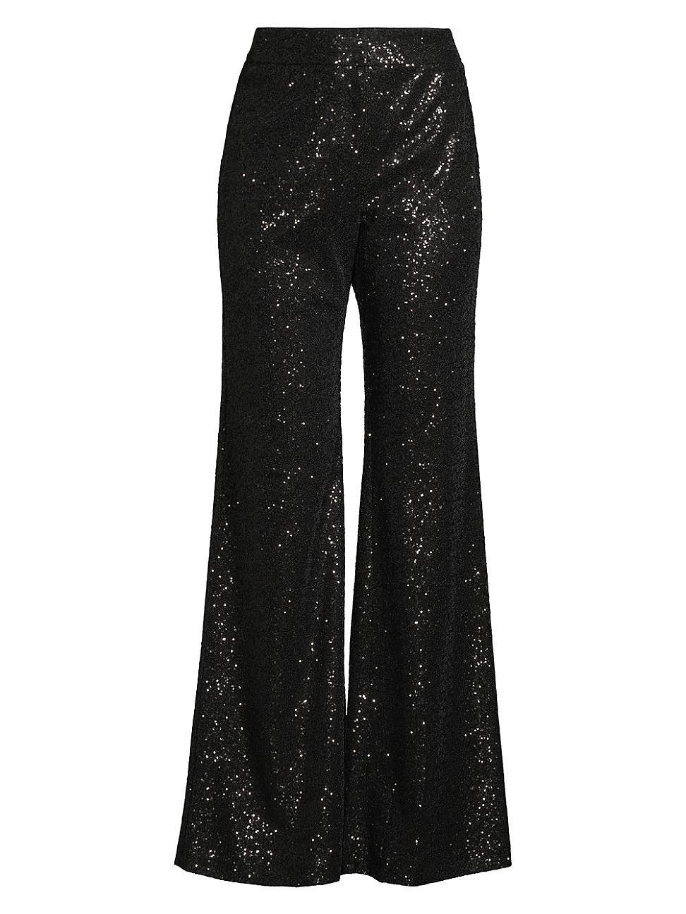 Sandra High-Rise Wide-Leg Sequin Pants Product Image