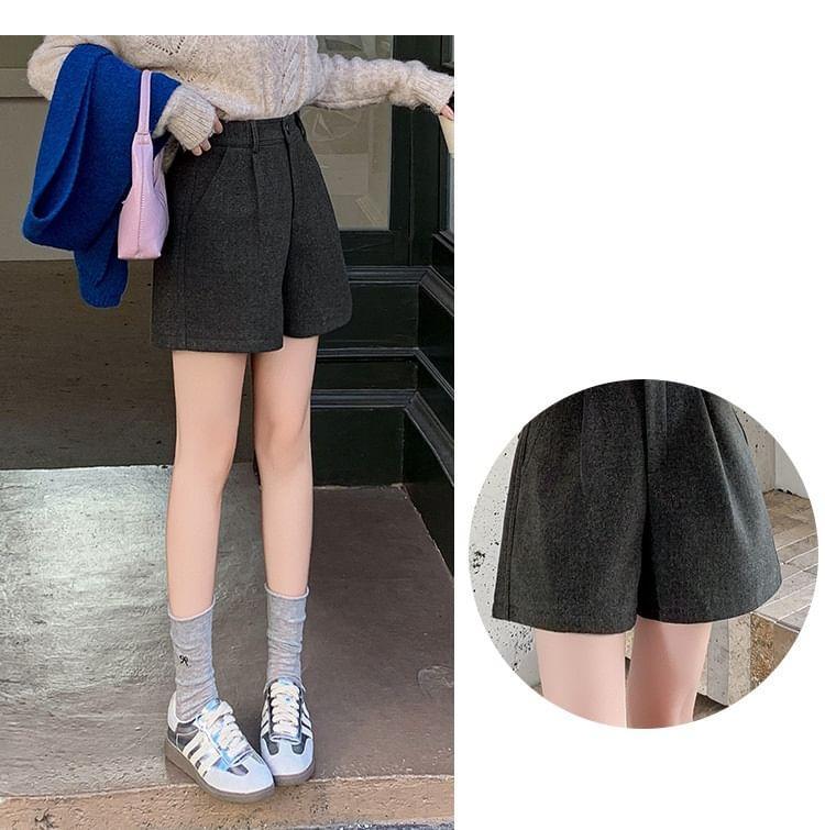 High Waist Plain Dress Shorts Product Image