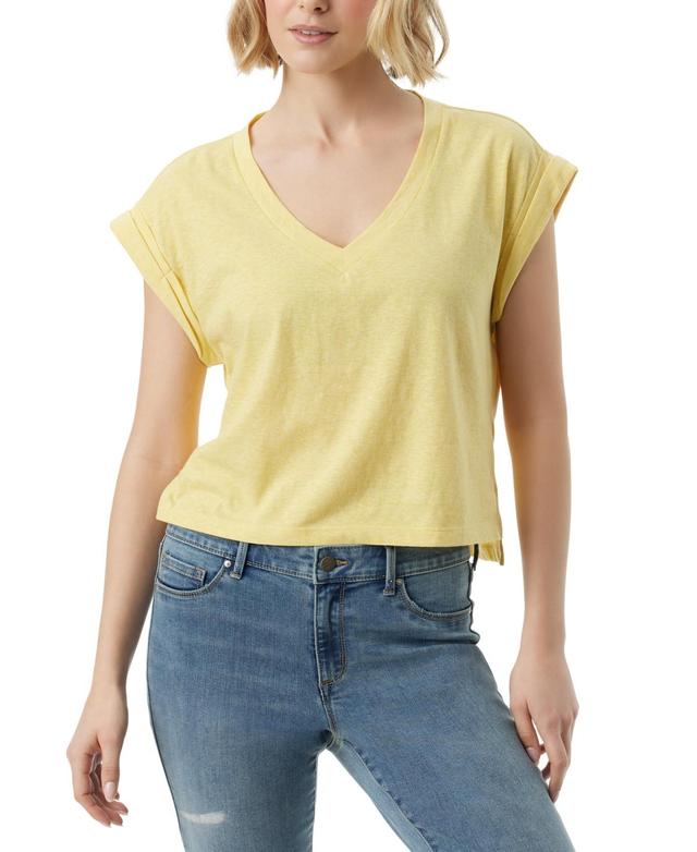 Jessica Simpson Womens Hester V-Neck Cropped T-Shirt Product Image