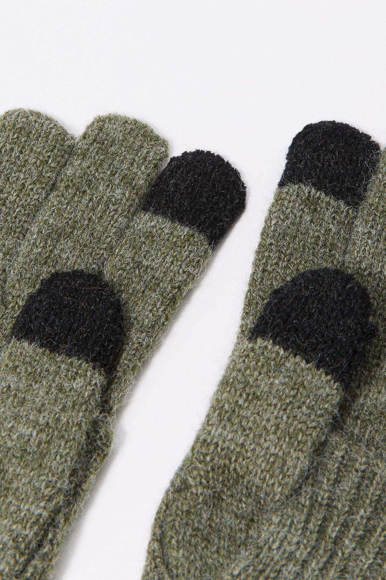 Ribbed Knit Overlay Touch Screen Gloves Female Product Image