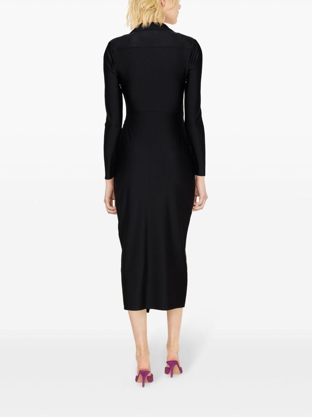 Womens Black Ruched Cut-out Stretch-woven Midi Dress Product Image