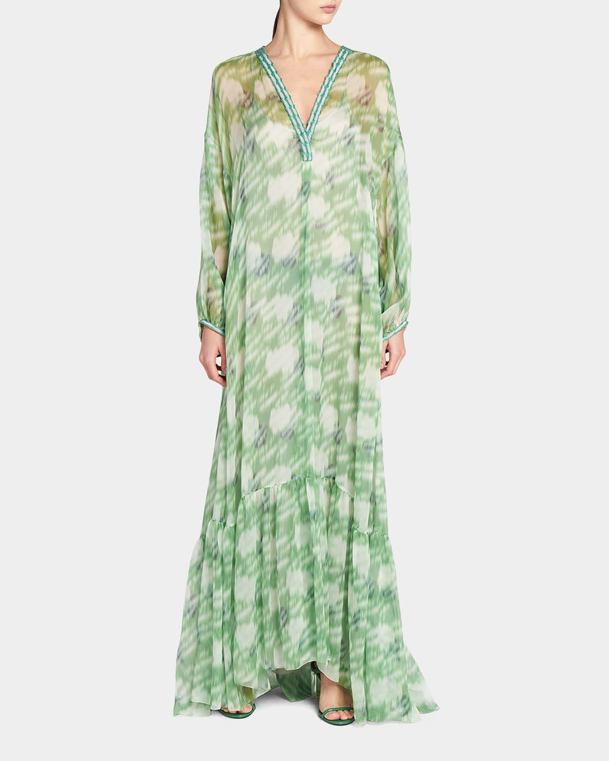 Womens Printed Chiffon Maxi Dress Product Image