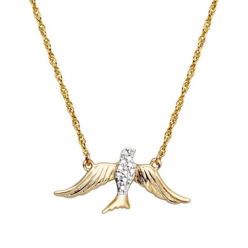 Sarafina Gold-Tone Diamond-Accent Dove Necklace, Womens Gold Tone White Product Image