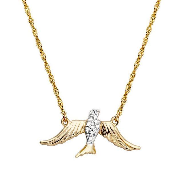 Sarafina Gold-Tone Diamond-Accent Dove Necklace, Womens Gold Tone White Product Image