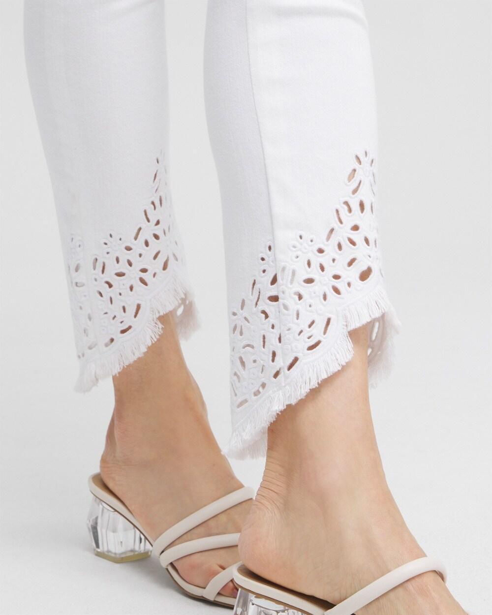 Petite Eyelet Tulip Hem Pull-on Ankle Jeggings Product Image