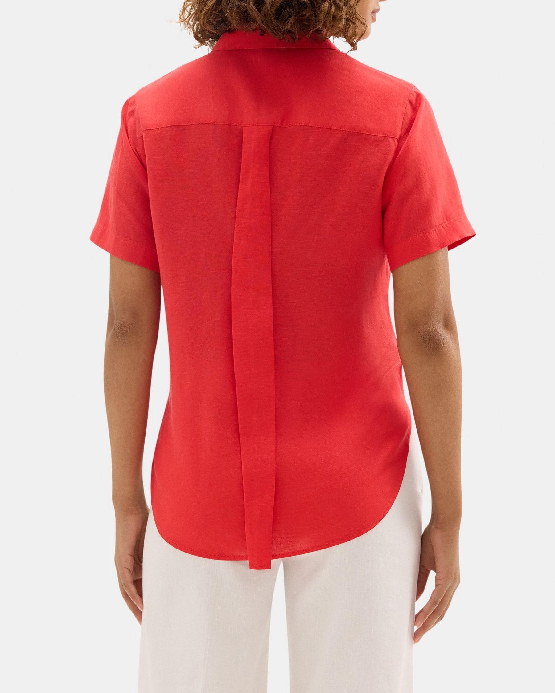 Tie-Front Shirt in Linen-Tencel Product Image