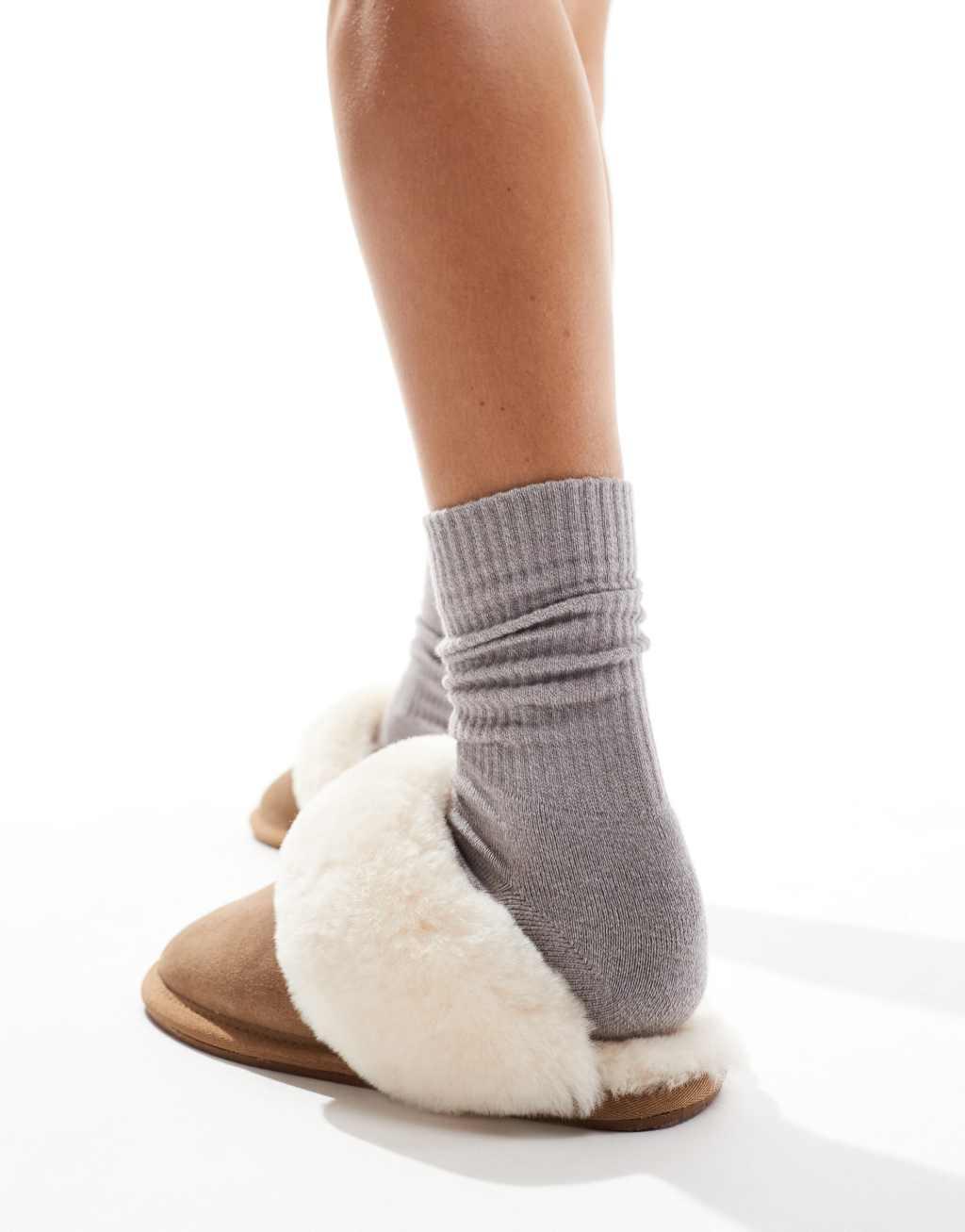 ASOS DESIGN Zeus premium sheepskin slippers in tan Product Image